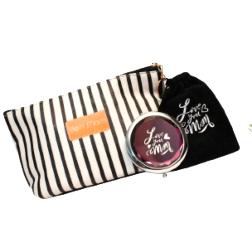 Silly Obsessions Cosmetic Bag & Clam Shell Vanity Mirror For Mom